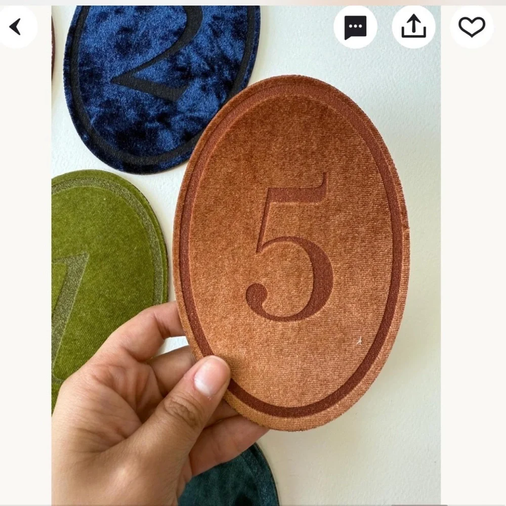 Velvet Numbered Oval Patch - Rust 5